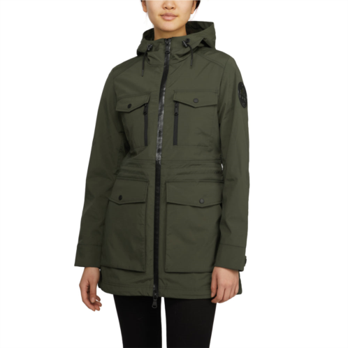 Pajar WOMENS isla mixed-media packable raincoat with fixed hood