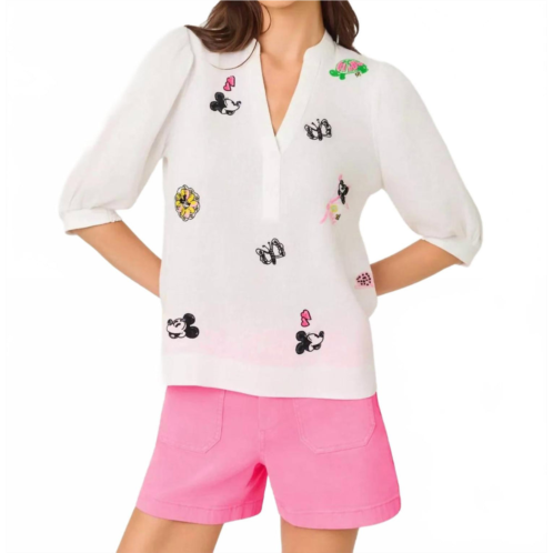 Lilly Pulitzer mialeigh embroidered linen top in resort white