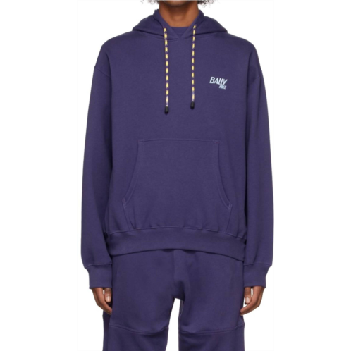 BALLY unisex hike organic cotton hooded sweatshirt in purple