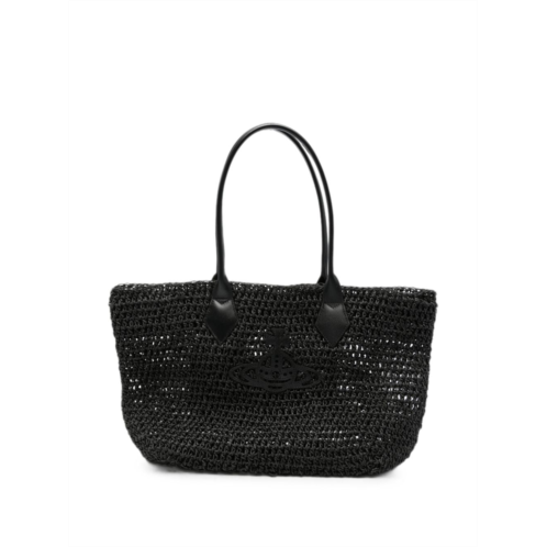 VIVIENNE WESTWOOD textured woven tote bag with embossed logo