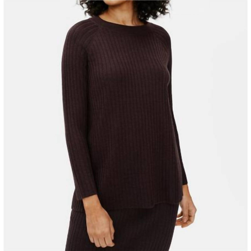 Eileen Fisher merino crew neck tunic in brownstone
