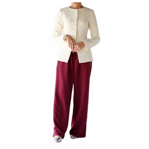 MABLE margot boucle blazer in white