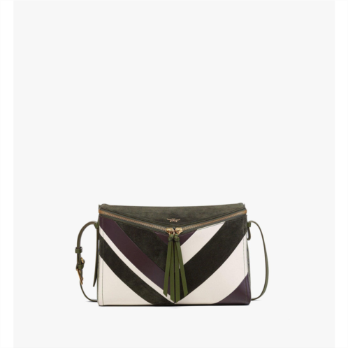 Mcm diamant 3d shoulder bag in mega herringbone suede