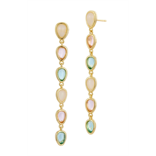SAVVY CIE JEWELS 18k gold plated pastel cabochon cz drop earrings
