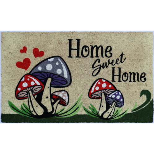 Imports Decor home sweet home mushroom coir door mat cute floral mushroom coconut fiber doormat with non-slip pvc backing indoor outdoor entryway rug
