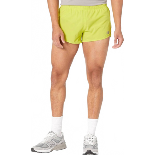 New Balance mens impact run 3 inch split short in yellow