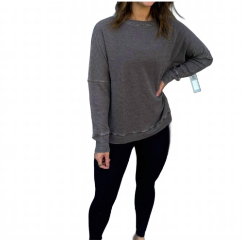 Mono b waffle ribbed pullover in espresso