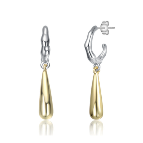 Rachel Glauber two-tone c-hoop briolette drop earrings