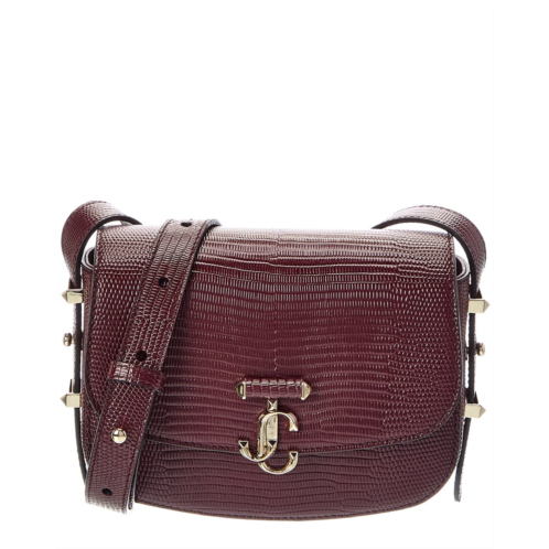 jimmy choo lizard-embossed leather crossbody