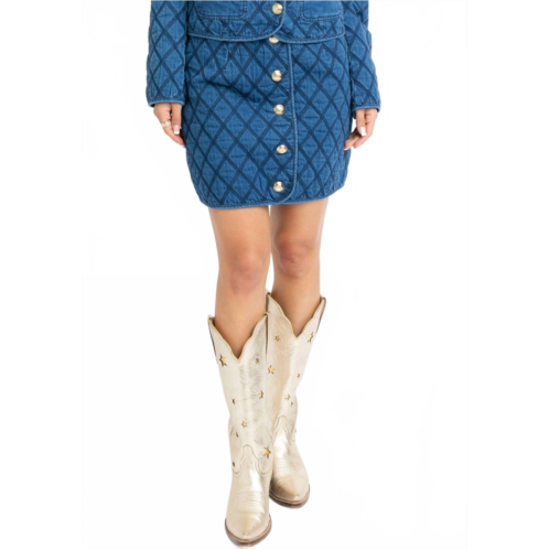 Karlie denim stitch novelty skirt in blue