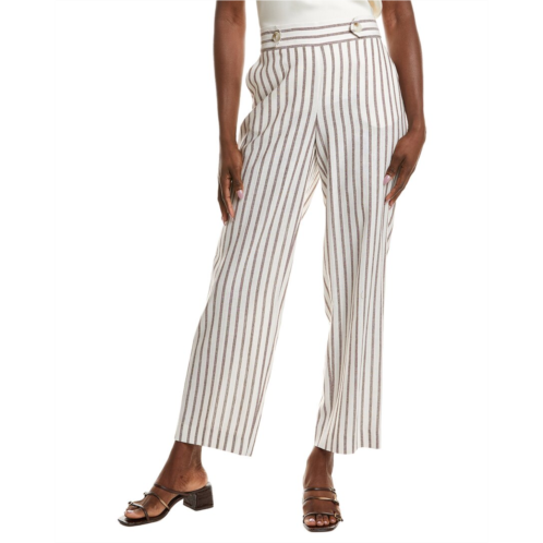 anne klein high rise linen-blend wide leg pant