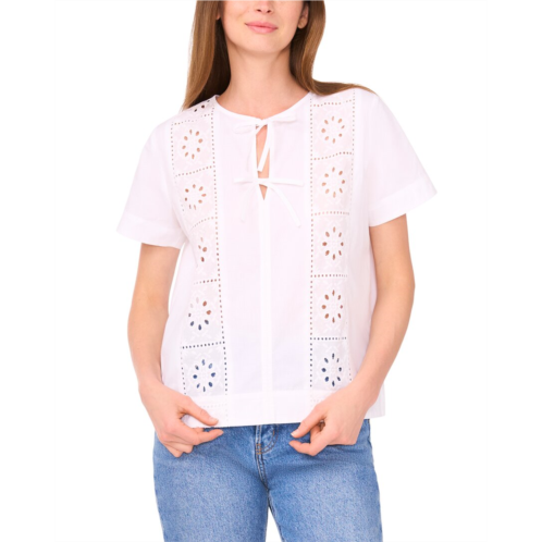 CeCe white tie embroidery top