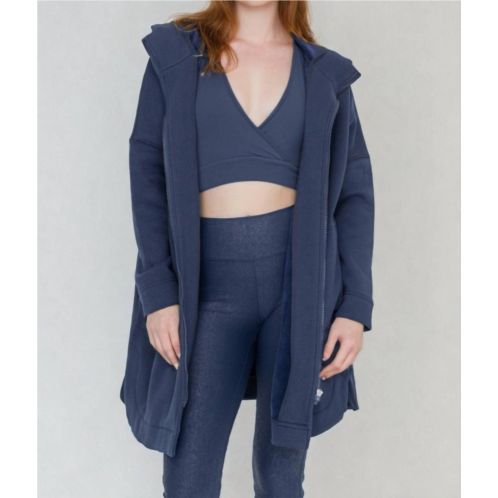 Mono b cozy comfort zip up hoodie jacket in teal navy