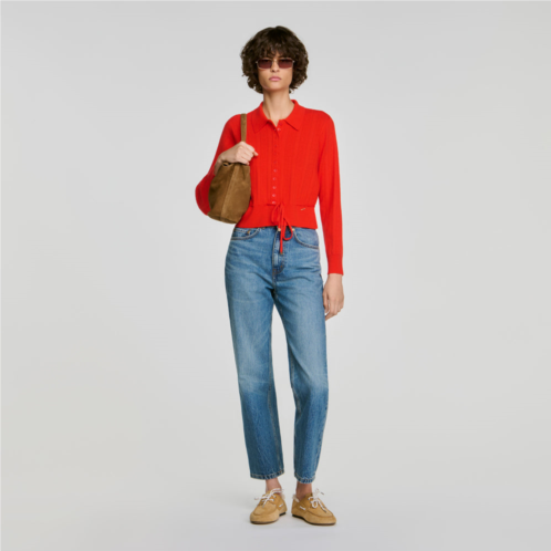 Sandro pointelle knit cardigan