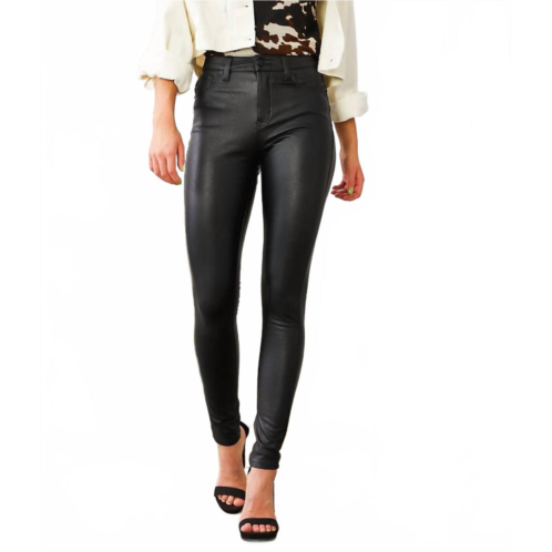KanCan high rise faux leather skinny pants in black