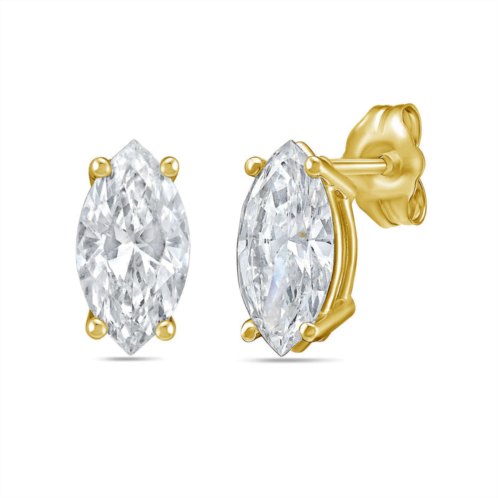 Diana M Jewels 14kt yellow gold lab grown diamond marquise studs weighing 1.00 cts tw