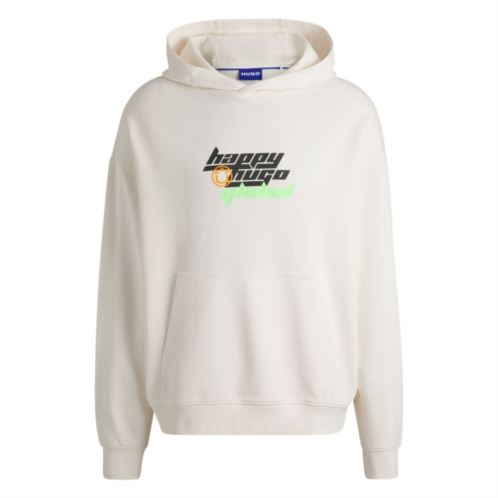 HUGO oversize-fit cotton-terry hoodie with happy logo