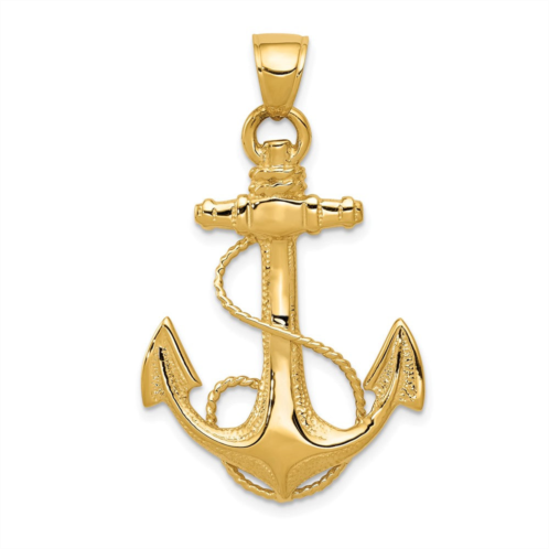 Diamond2Deal 10k yellow gold 2-d anchor with rope pendant