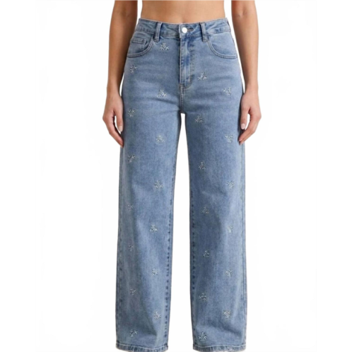 RISEN petal threads barrel jeans in blue