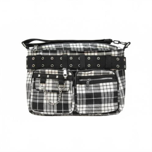 Orchid Bloom womens plaid gothic bag in black white
