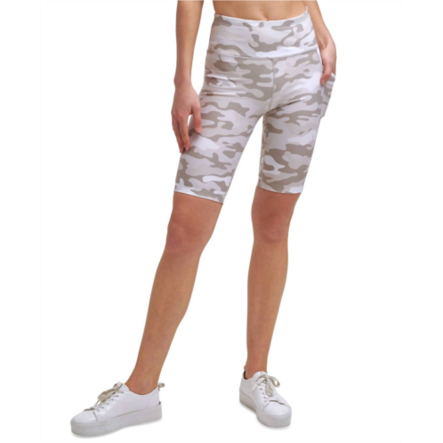 CALVIN KLEIN performance high-waist bike shorts in camo nu beige