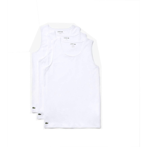 LACOSTE mens essentials 3 pack cotton slim fit tank tops in white