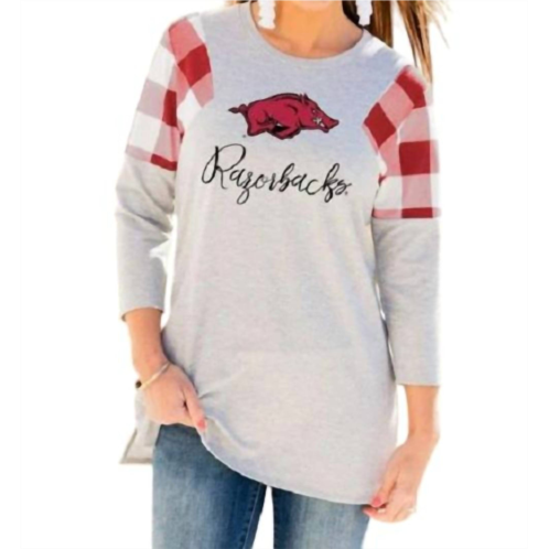 Gameday Couture university of arkansas get in check tunic in grey/red