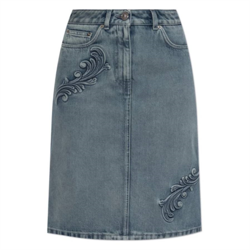 Versace barocco a-line midi denim skirt