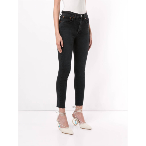 RE/DONE 1893whrac high rise ankle crop jeans in black