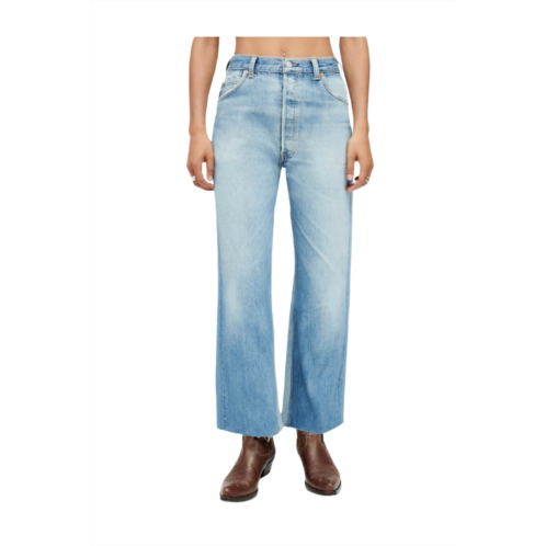 RE/DONE high rise wide leg crop jeans in indigo