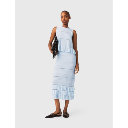 Maje long ruffled knit skirt