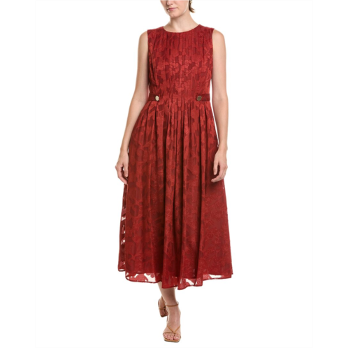 anne klein pleated neckline a-line midi dress