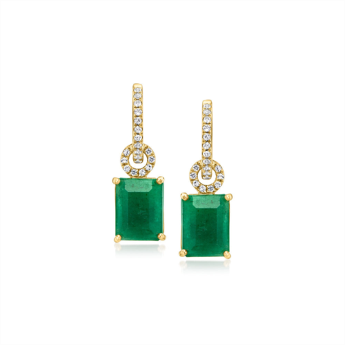Ross-Simons emerald and . white topaz drop earrings in 18kt gold over sterling