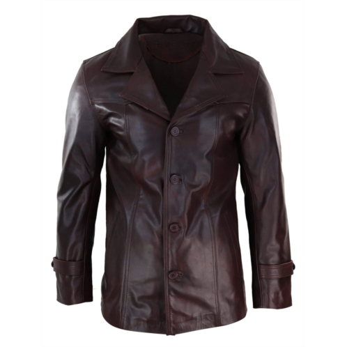 TruClothing wine leather coat with buttons
