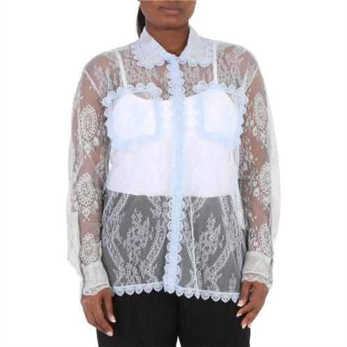 Burberry ladies pale blue long-sleeve lace shirt