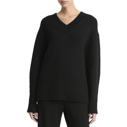 Vince dropped-shoulder v-neck wool & cashmere-blend top
