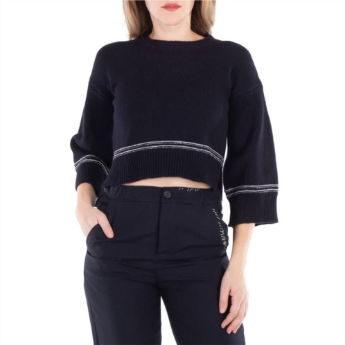Marni contrasting-trim virgin wool crew-neck jumper