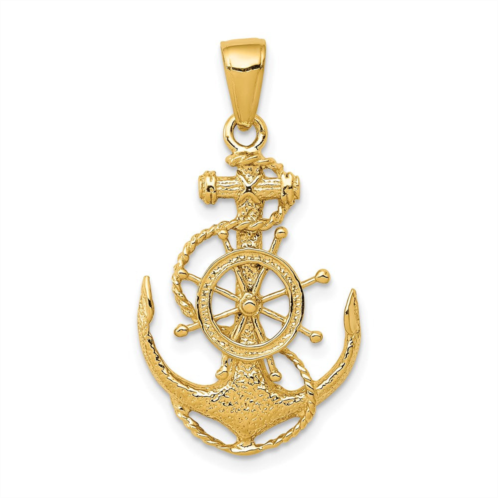Diamond2Deal 14k yellow gold medium anchor wheel pendant