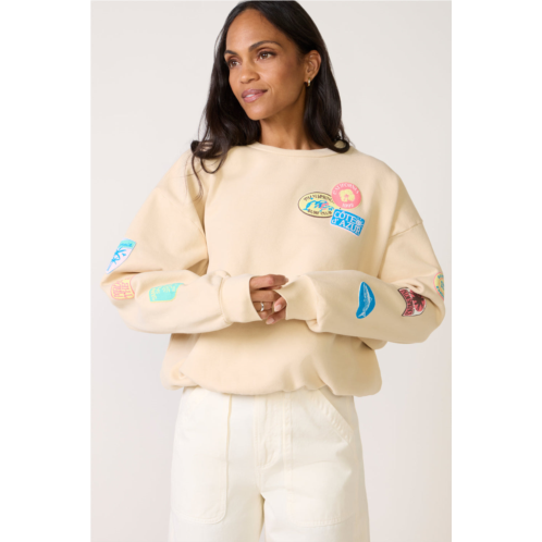 DAYDREAMER womens destination patches oversized crew top