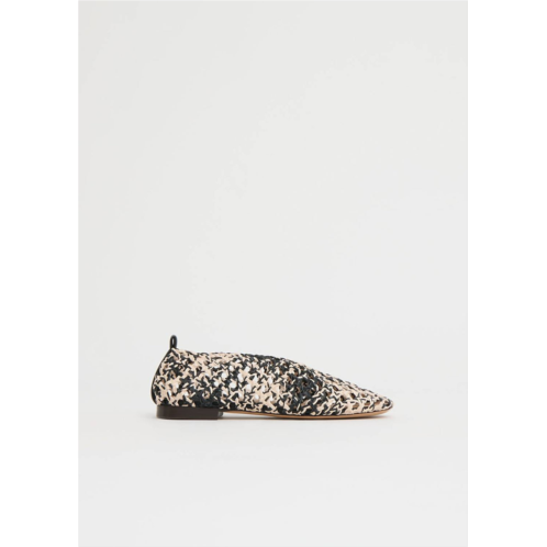 Mansur Gavriel womens woven ballerina flat in black and white