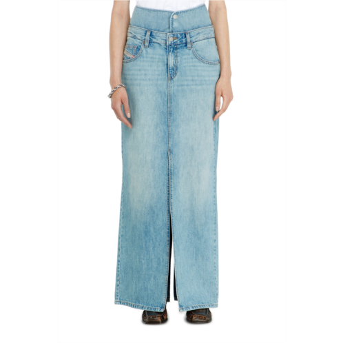 Diesel jean-illusion denim maxi skirt with slits