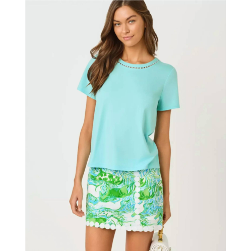 Lilly Pulitzer clairmont pearl knit top in day dream blue