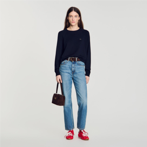 Sandro wool polo sweater with logo