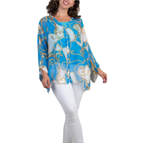 GIGI MODA angelo baroque silk blouse in turquoise