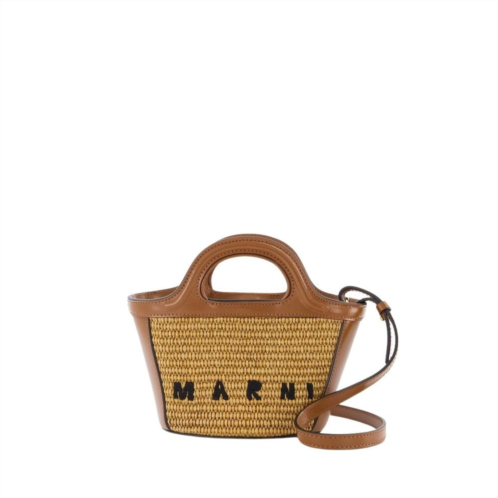 Marni tropicalia micro shopper bag - raw sienna - leather