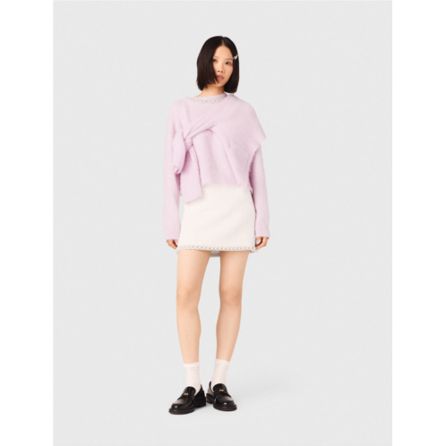 Maje tweed skirt with pearl trim