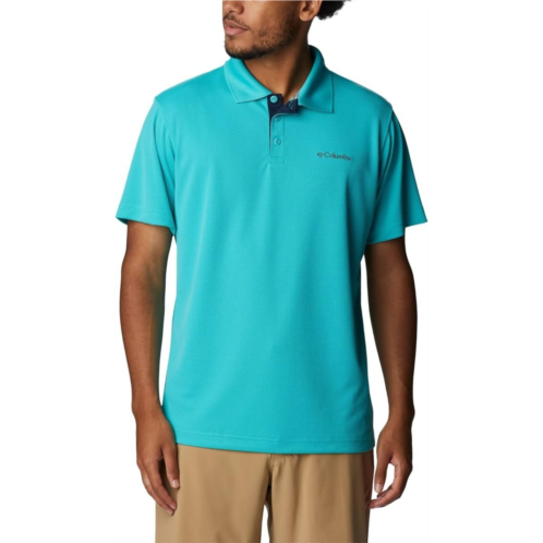 Columbia mens utilizer polo shirt bright aqua upf 30 short sleeve fts917