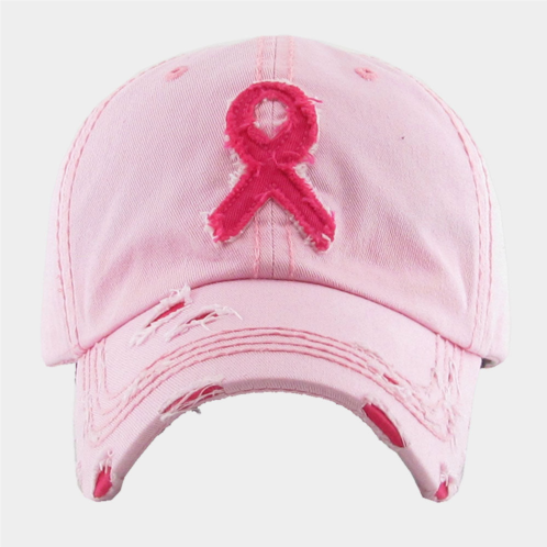 FASHNZFAB pink ribbon accented vintage baseball cap