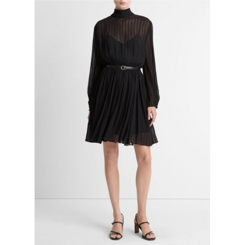 Vince crinkle stripe mock-neck dress