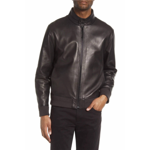 Vince harrington leather bomber jacket in black